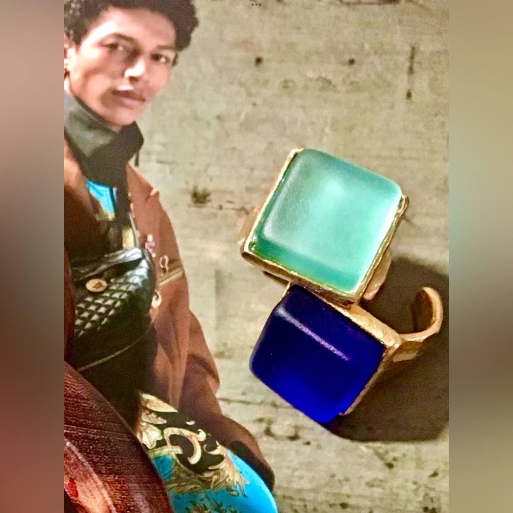 Recycled Glass Unisex Statement Rings